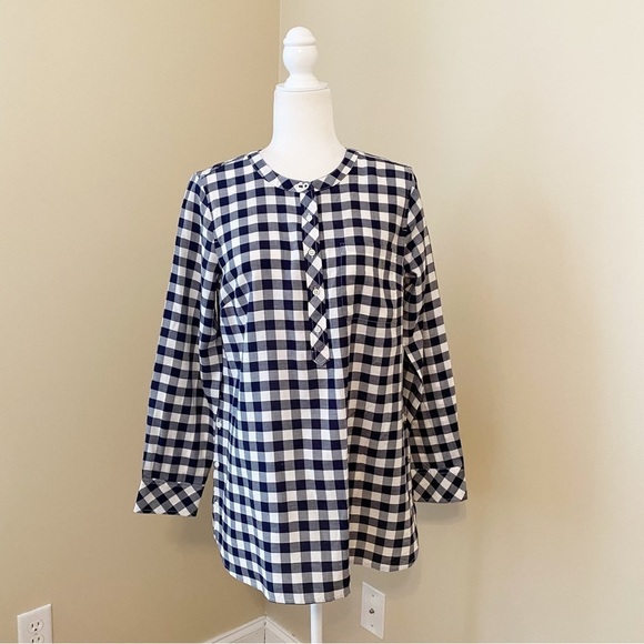 Talbots Long Sleeve Black & White Check Cotton Shirt Top - Medium - Picture 1 of 12